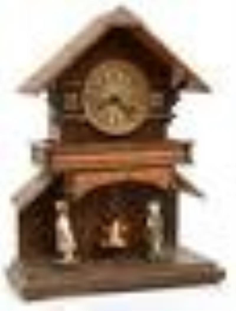 Black Forest Carved Swinging Doll Automaton Clock