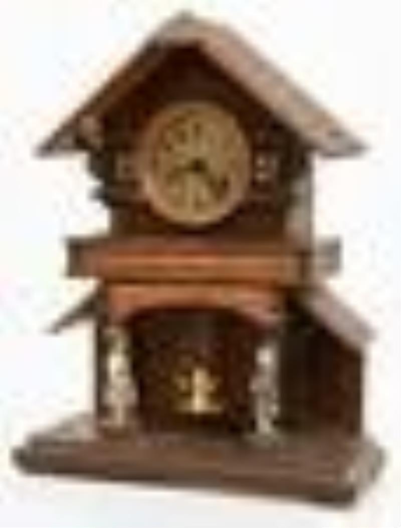 Black Forest Carved Swinging Doll Automaton Clock
