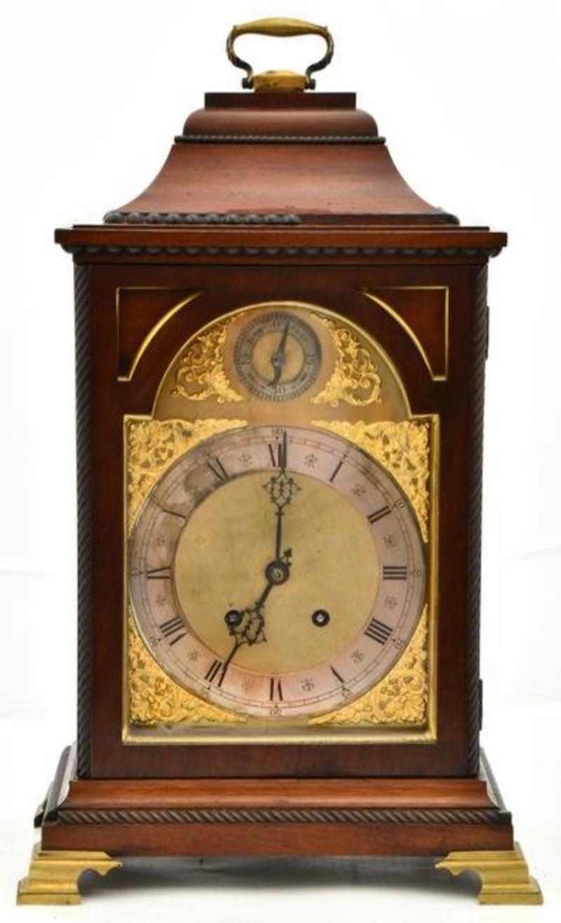 European Mahogany & Gilt Bronze Bracket Clock