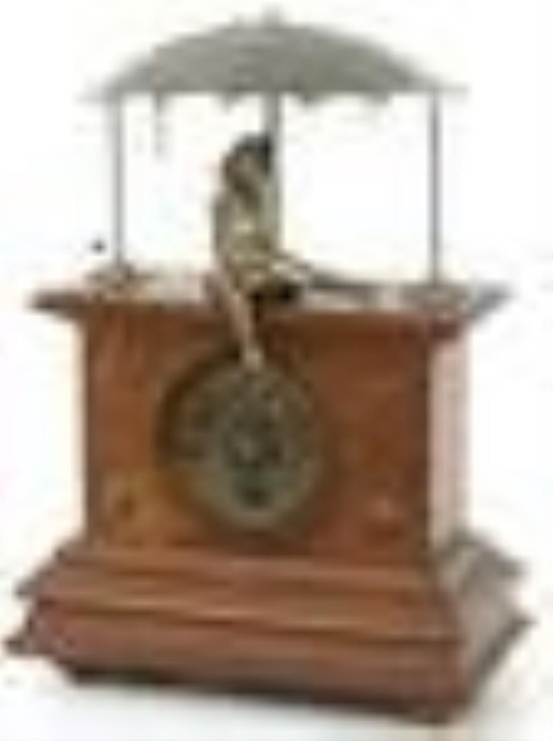 French Walnut & Brass Umbrella Clock