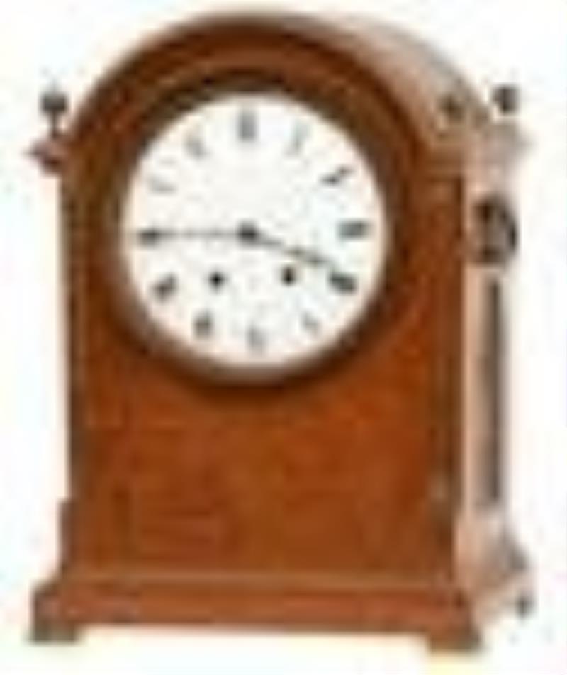 French Inlaid Oak Bracket Clock