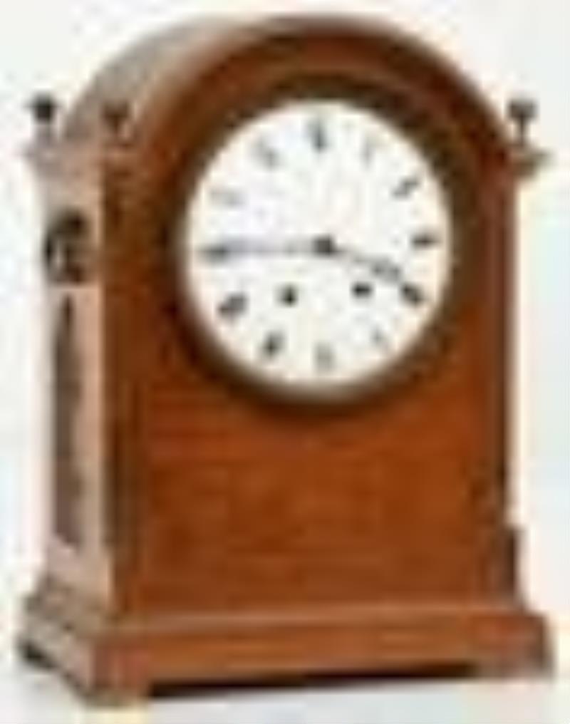 French Inlaid Oak Bracket Clock
