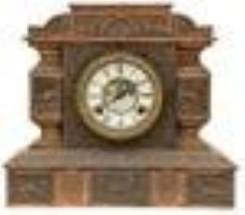 New Haven Clock Co. No. 26 Patinated Metal Mantel Clock