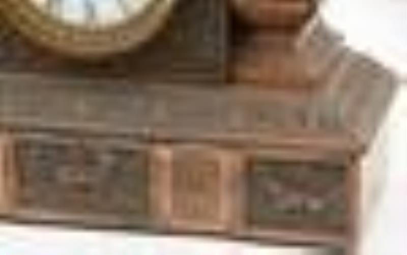 New Haven Clock Co. No. 26 Patinated Metal Mantel Clock
