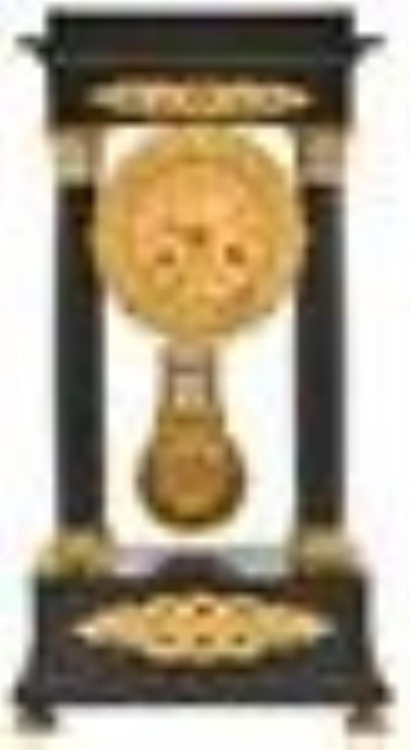 French Gilt Bronze Mounted Slate Portico Clock