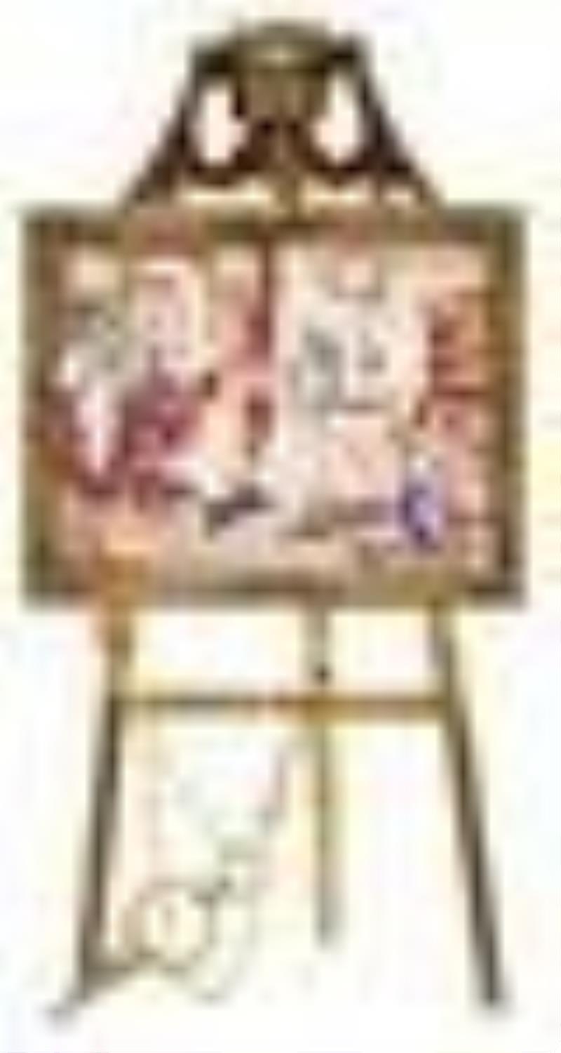 French Gilt Brass & Porcelain Easel-Form Clock
