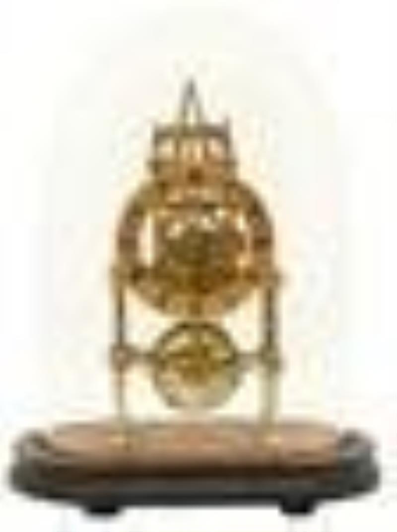 French Fusee Skeleton Clock with Dome