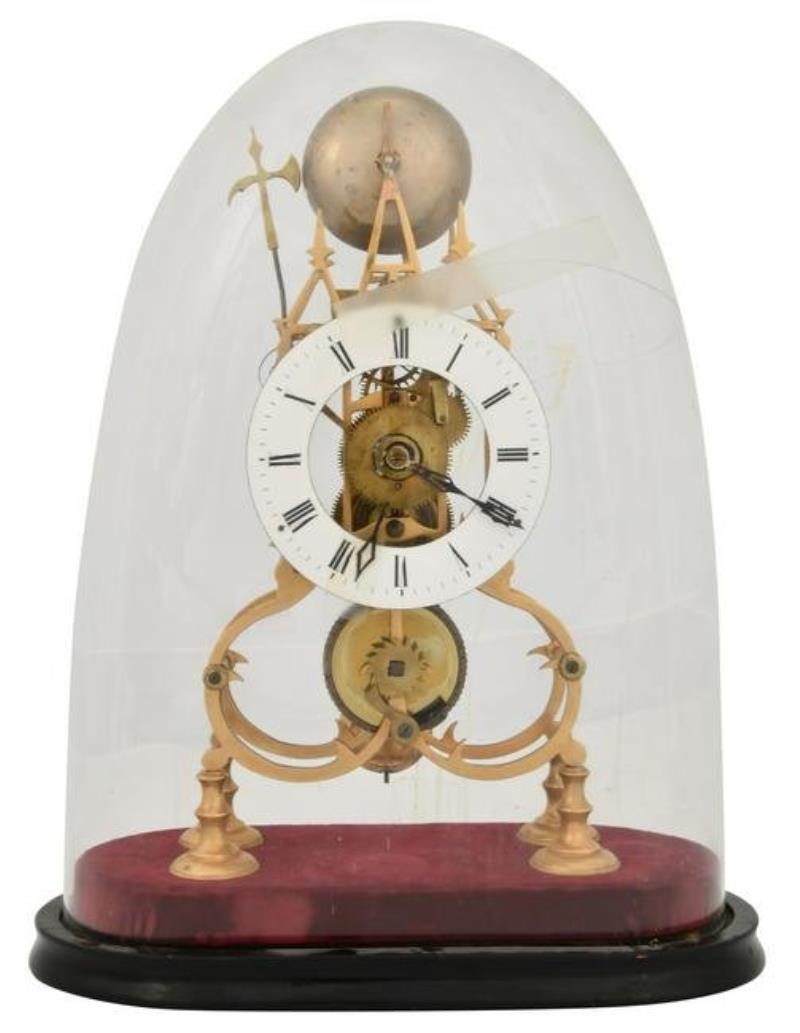 French Fusee Skeleton Clock with Dome