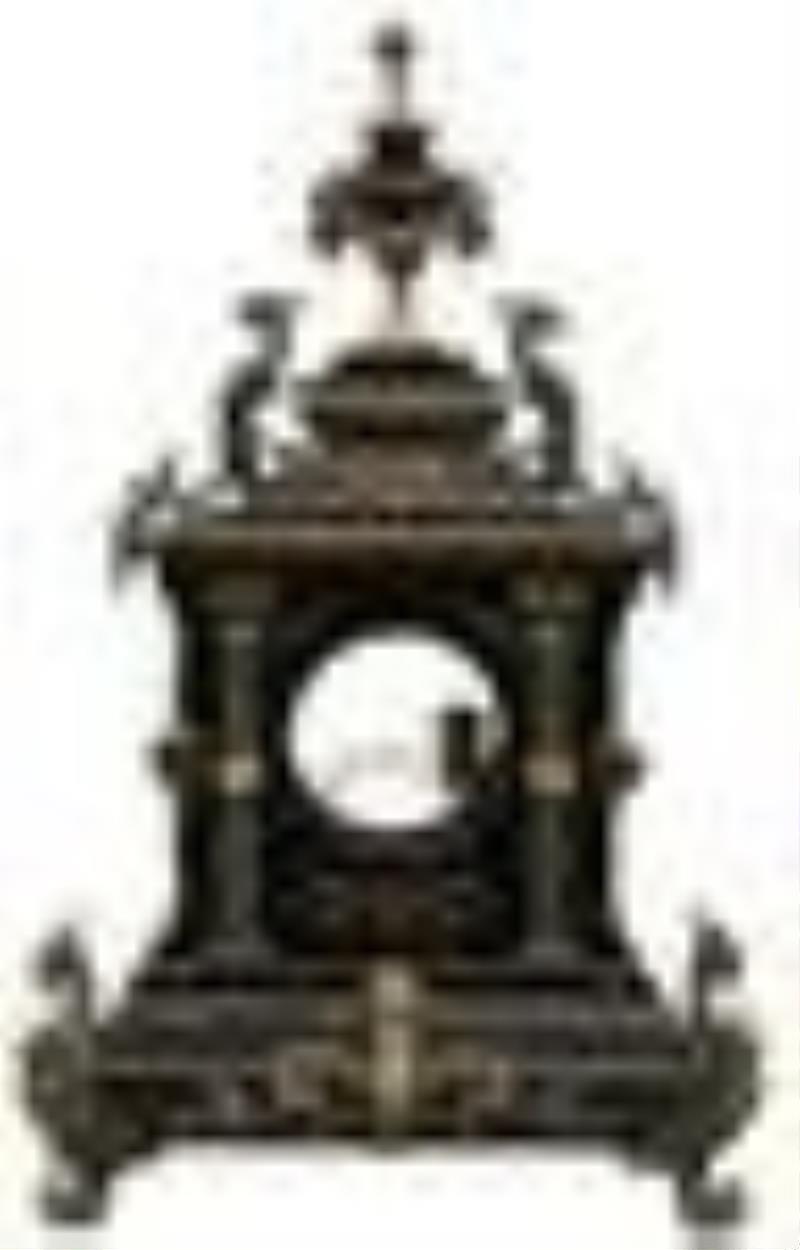 French Bronze & Marble Clock Case