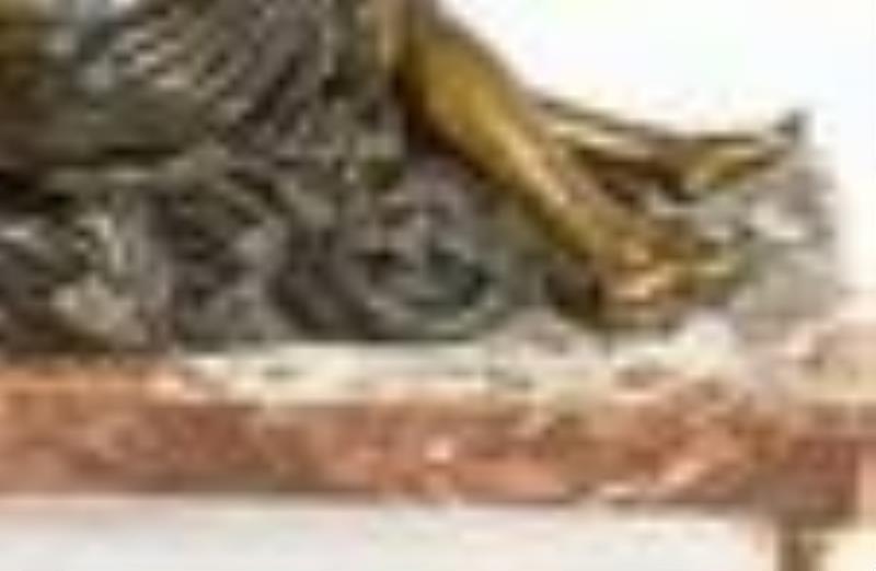 French Gilt Bronze Clock & Garniture
