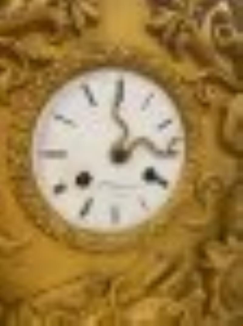 F Delaunoy, Paris Gilt Bronze Clock & Garnitures