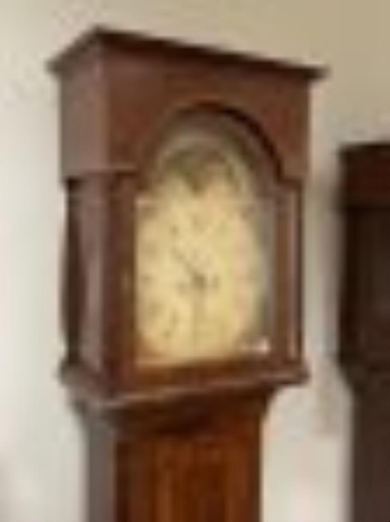 American Hepplewhite Inlaid Mahogany Tall Case Clock