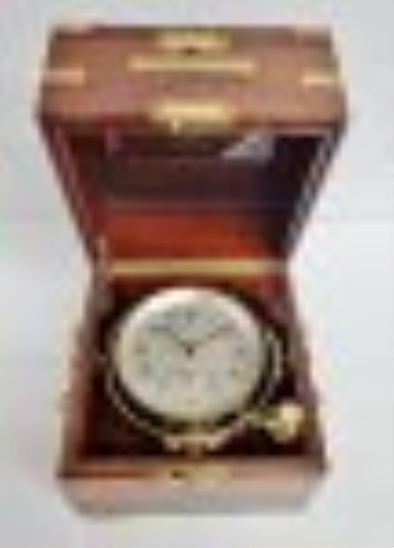 Vintage Hamilton Ships Clock Chronometer w/ Wooden Box