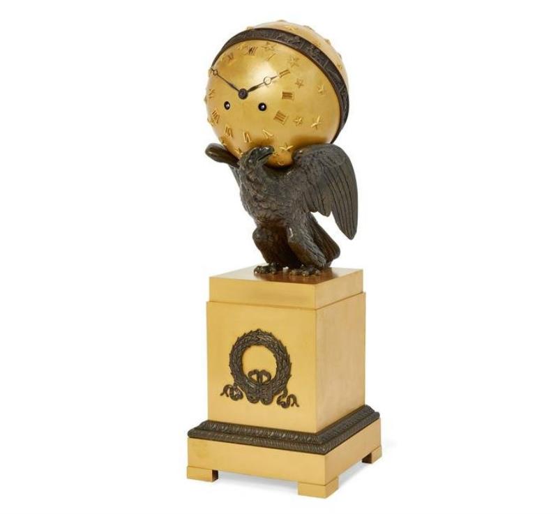 A Charles X bronze spherical zodiac clock