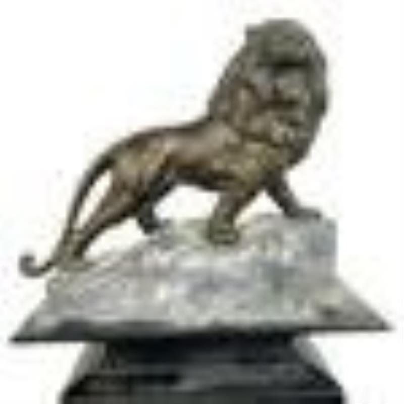 Antique Continental Lion Motif Onyx Case Clock