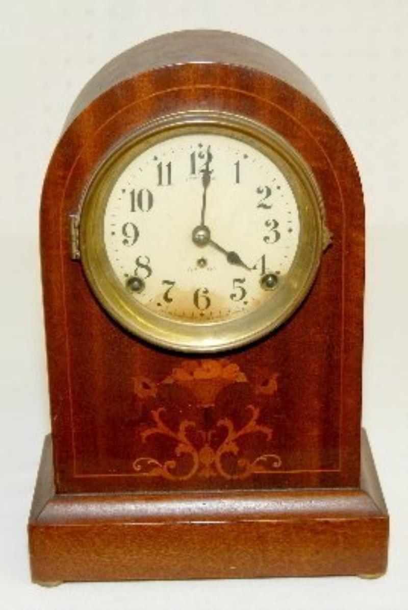 Seth Thomas Inlayed Mahogany Mantel Clock