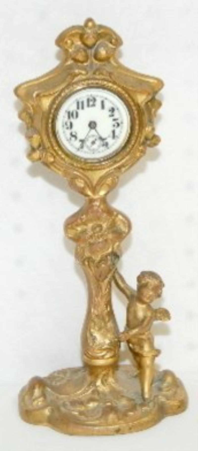 Figural Cherub and Floral Novelty Clock