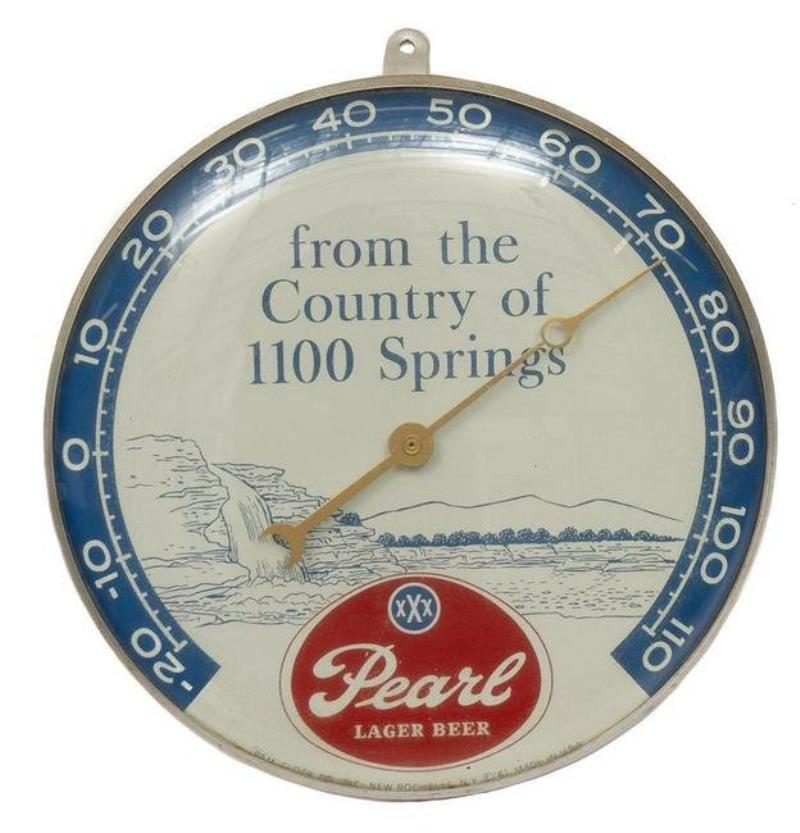 1962 Pearl Beer Thermometer by Pam Clock Co.