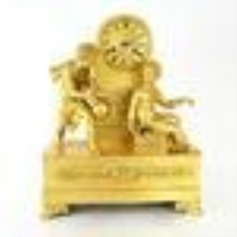 Empire Gilt Bronze Figural Mantel Clock