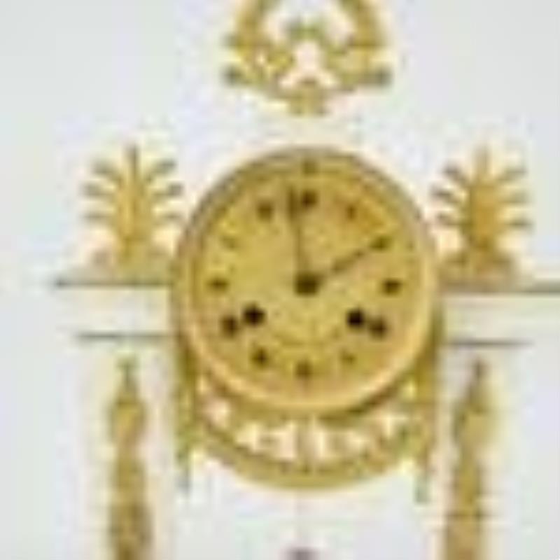 Empire Gilt Bronze & Marble Portico Clock