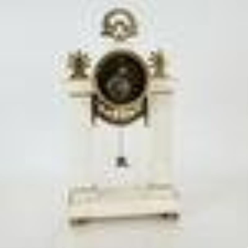 Empire Gilt Bronze & Marble Portico Clock