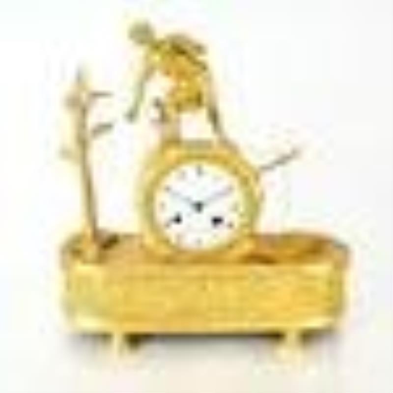 French Neoclassical Gilt Bronze Mantle Clock