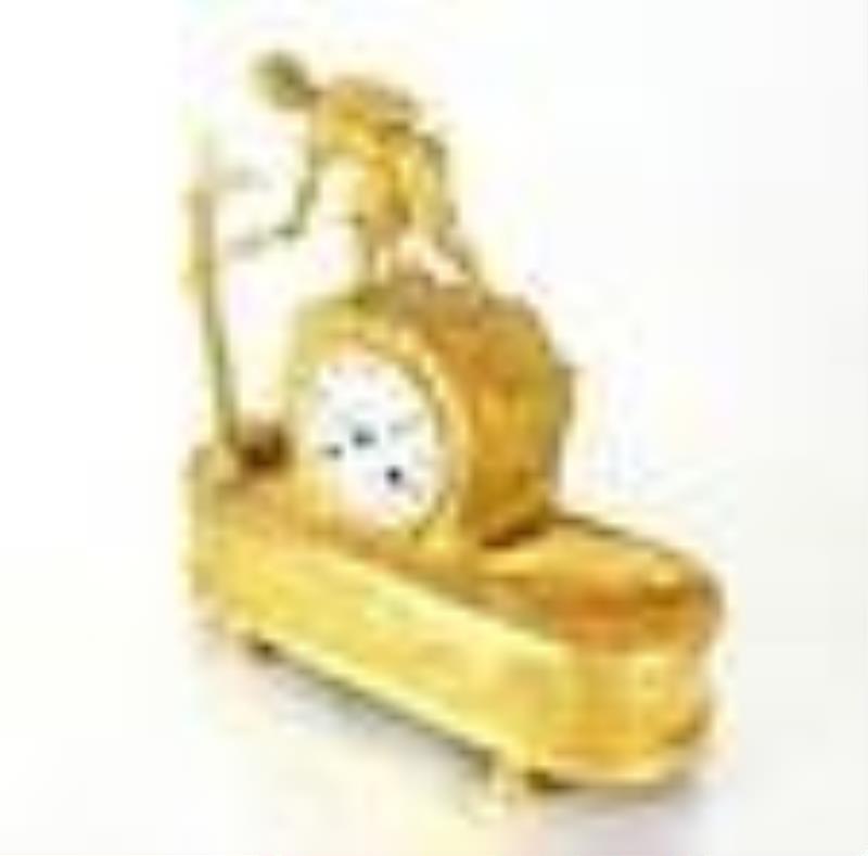 French Neoclassical Gilt Bronze Mantle Clock