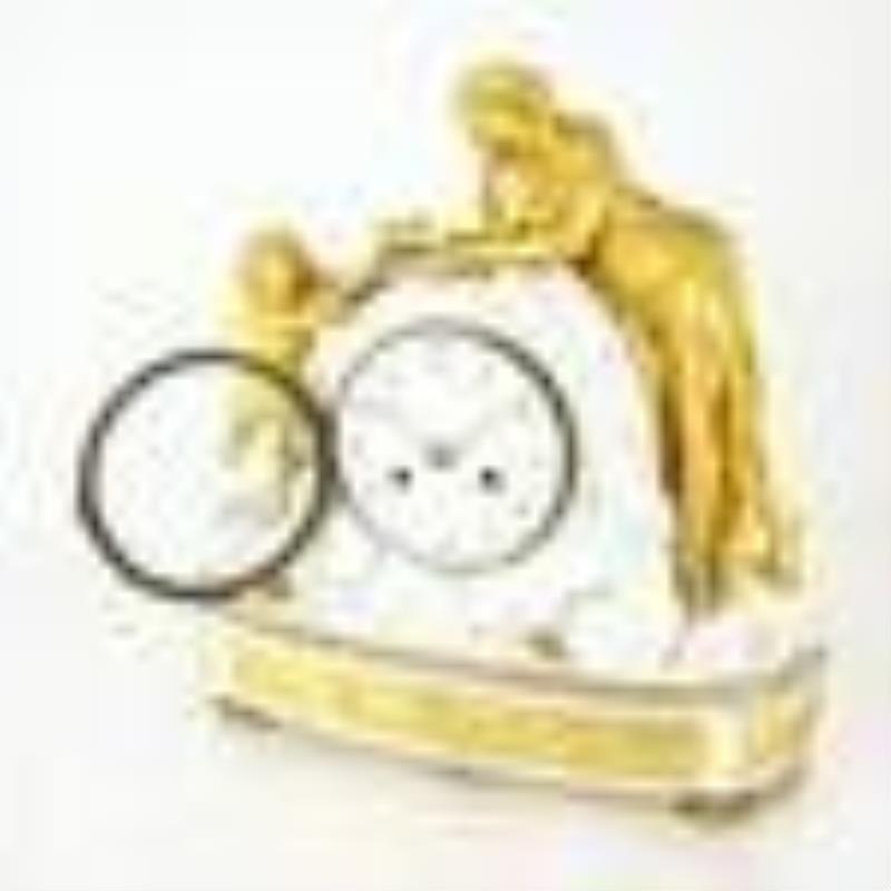 19th C. French Gilt Bronze & Marble Mantel Clock