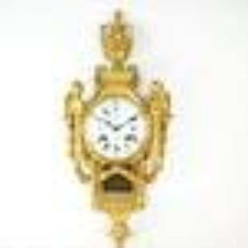 18th C. Louis XVI Gilt Bronze Cartel Clock