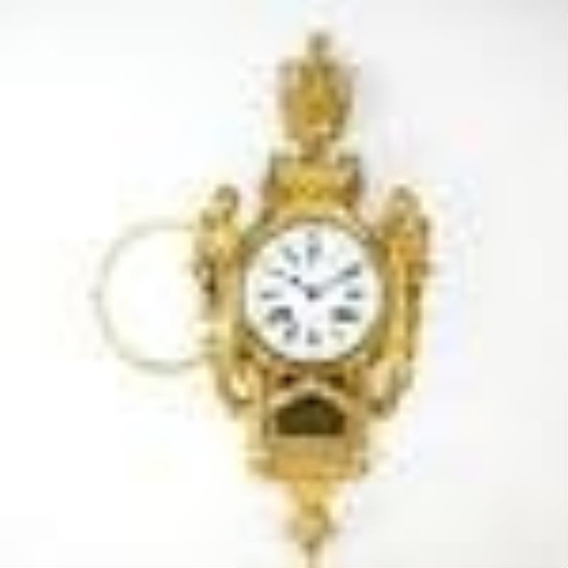 18th C. Louis XVI Gilt Bronze Cartel Clock