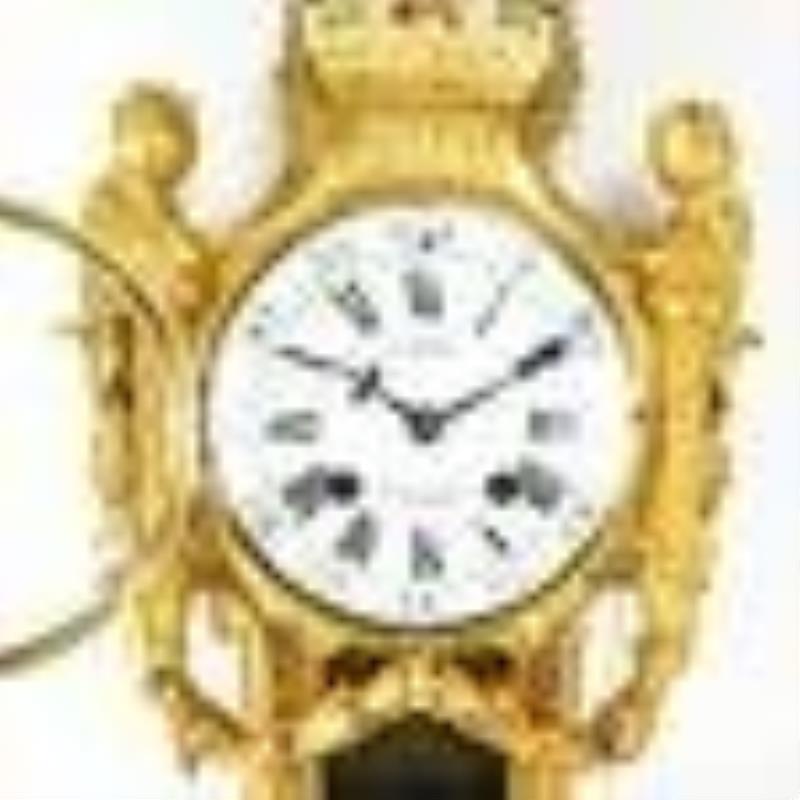 18th C. Louis XVI Gilt Bronze Cartel Clock