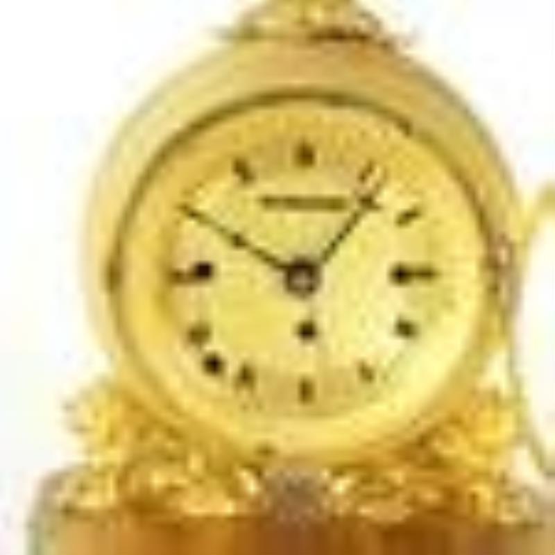 Neoclassical Gilt Bronze & Malachite Clock