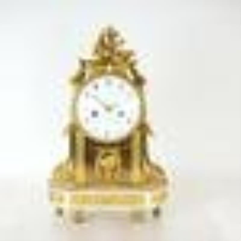 Louis XVI Gilt Bronze & Marble Mantel Clock
