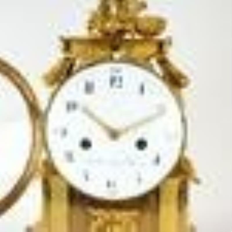 Louis XVI Gilt Bronze & Marble Mantel Clock