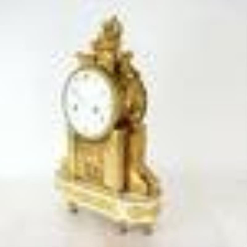 Louis XVI Gilt Bronze & Marble Mantel Clock