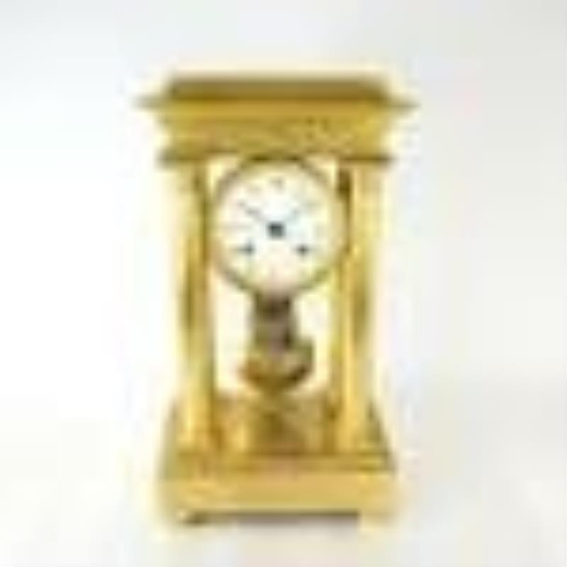 French Empire Gilt Bronze Portico Clock