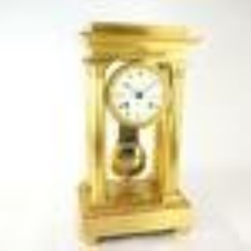 French Empire Gilt Bronze Portico Clock