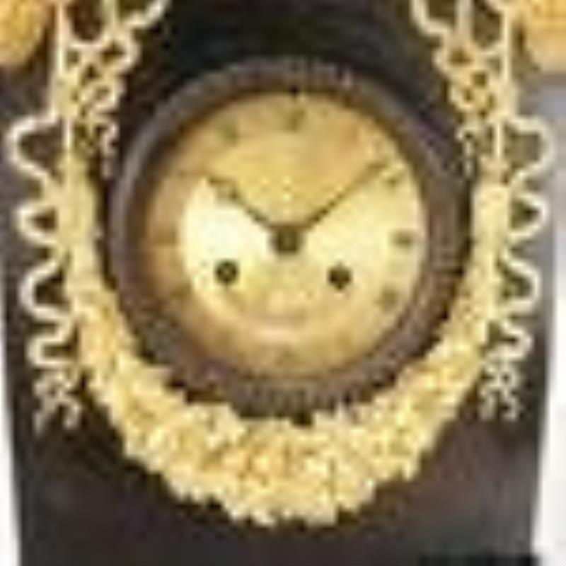 French Neoclassical Bronze & Marble Clock