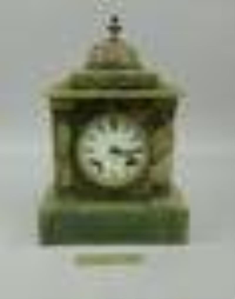 Ansonia Clock Co. Green Slate Mantel Clock.