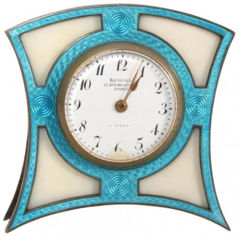 Blue Enamel Guilloche Desk Clock