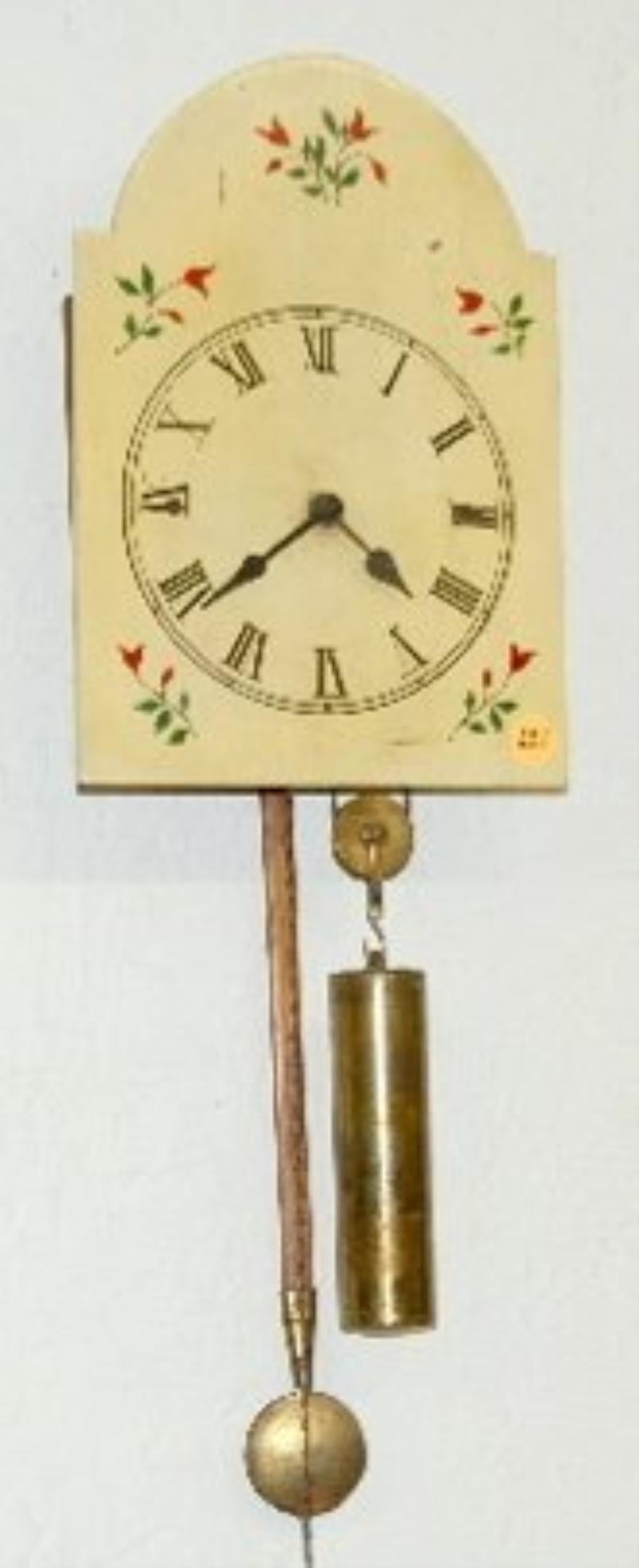 Hand Painted Pendulette Clock with Wood Dial