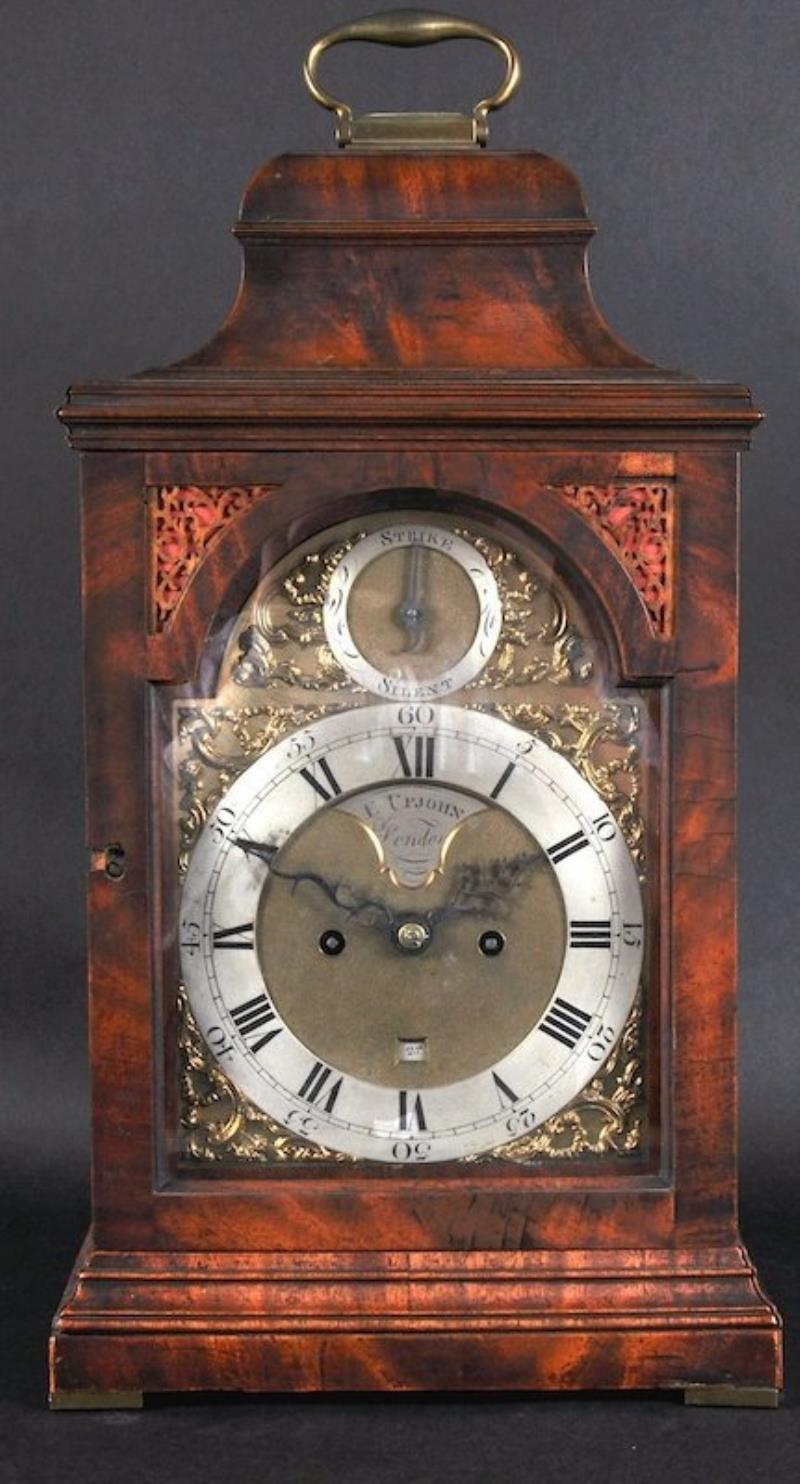 A GEORGE III MAHOGANY BRACKET CLOCK, by F. UPJOHN of