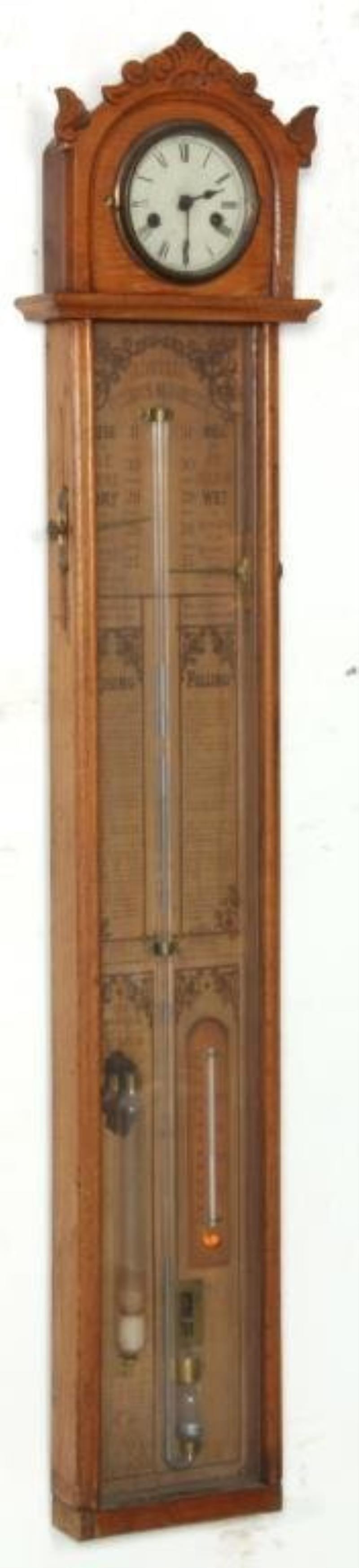 Wall Hanging Stick Barometer & Clock