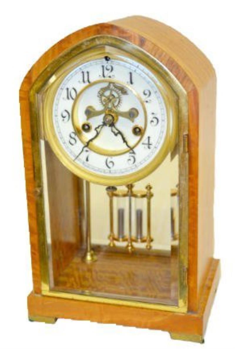 Waterbury “Calais” Satin Wood Shelf Clock