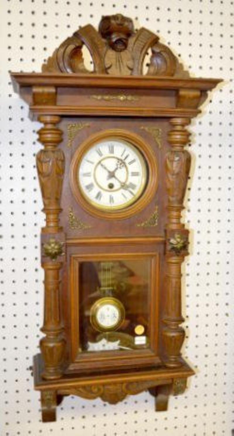 Fancy Carved German RA Wall Clock