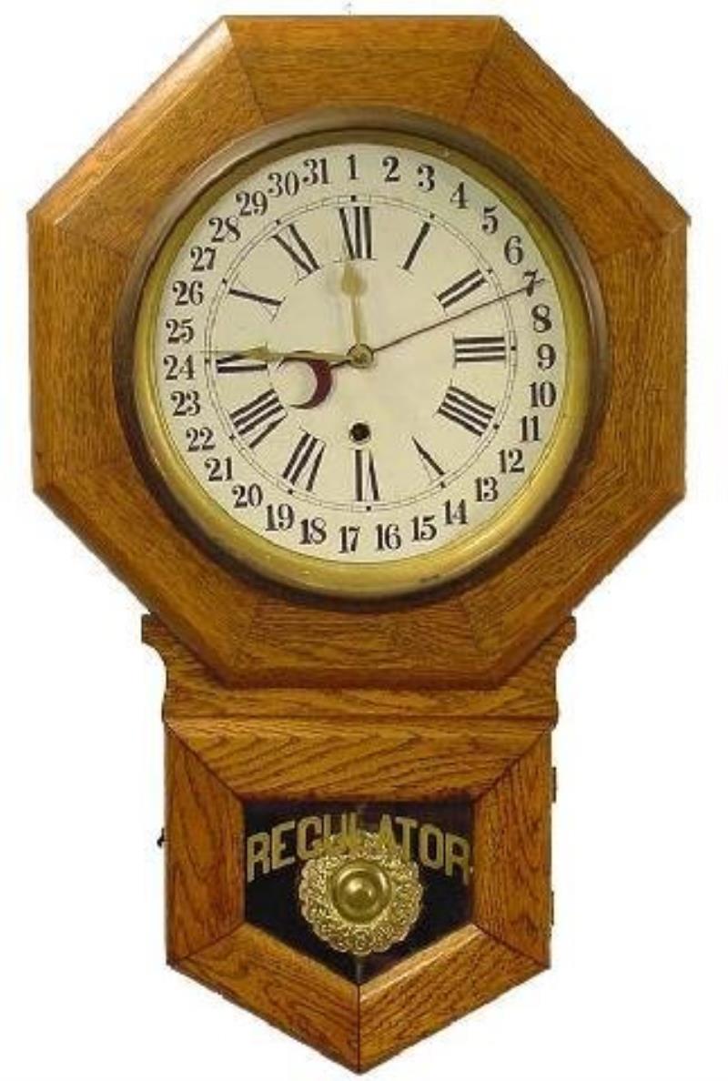 Sessions Oak Octagonal Wall Calendar Regulator