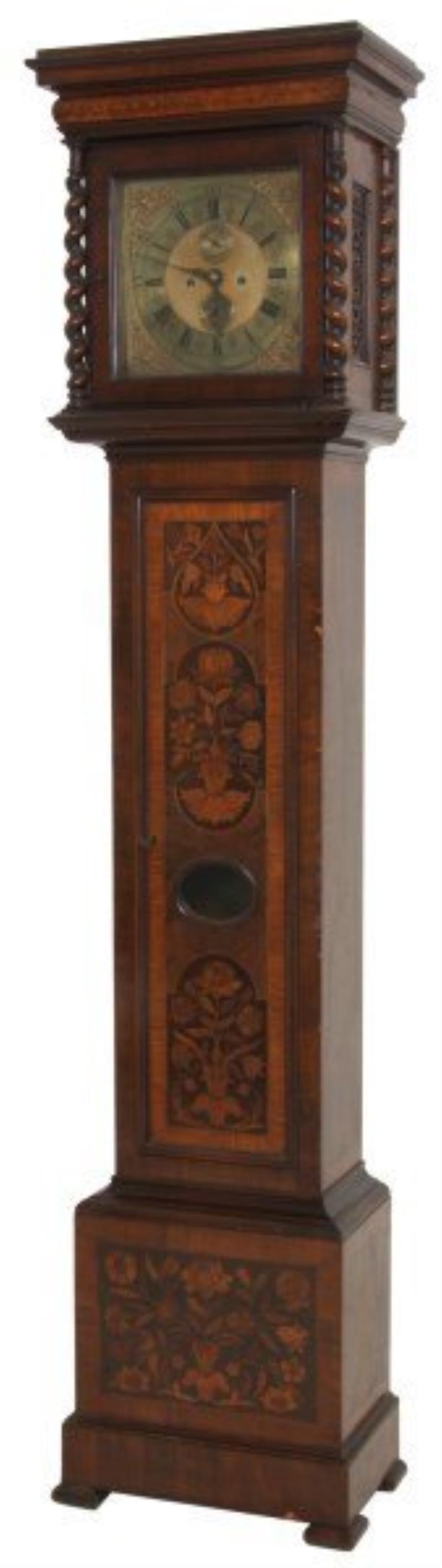 Waltham Inlaid Walnut Tall Case Floor Clock