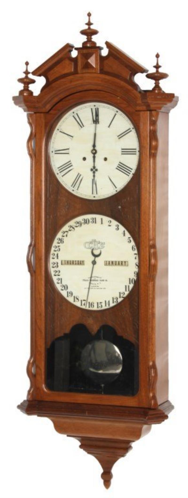 Ithaca Regulator No. 2 Bank Calendar Clock