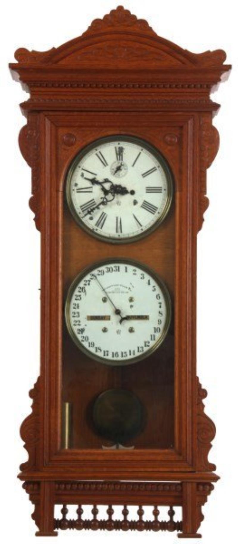 Waterbury Calendar No. 25 Double Dial Clock