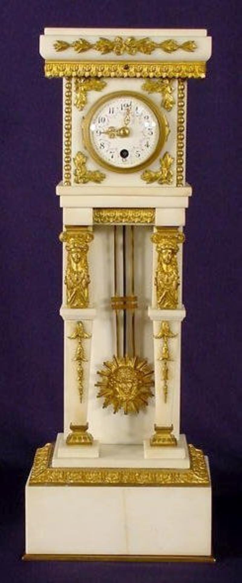 French Miniature Marble Tall Clock